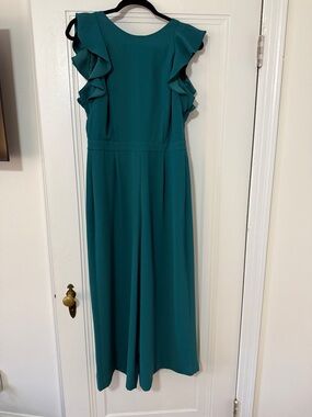 J. Crew Teal Ruffle-Sleeve Maxi Dress